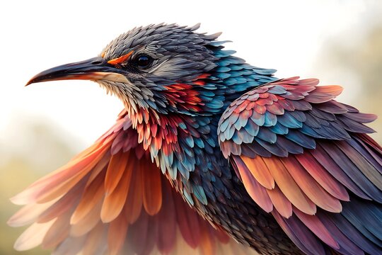 A vibrant bird with colorful feathers in a natural setting outdoors