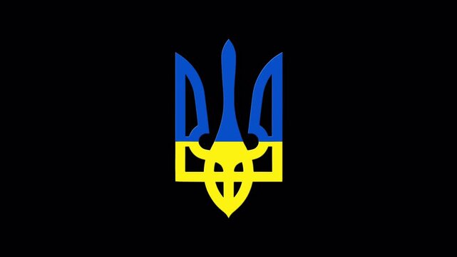 Ukrainian trident country emblem, tryzub on isolated background, government symbol of Ukraine with alpha channel