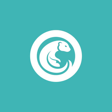 White Ferret or Weasel Logo Design.