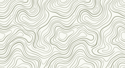 Fototapeta premium Seamless Abstract Topographic Pattern with Fluid Cream Organic Lines on White Background, Elegant Wavy Background Graphic with Editable Vector File for Modern Design Projects