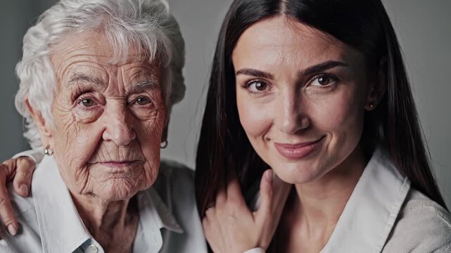 Emotional connection between grandmother and granddaughter. They share smiles and warmth in cozy indoor setting. Moments of love and family bond captured beautifully.