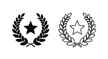 Fototapeta premium Two laurel wreaths encircling stars a bold graphic design silhouette