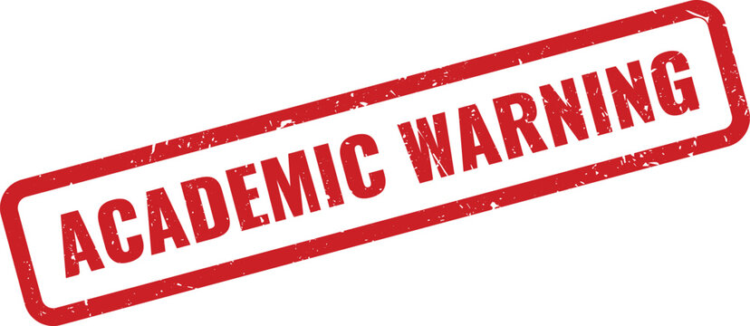 Red grunge rubber stamp impression with the phrase academic warning written in bold capital letters for notices