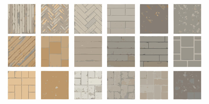 Collection of patterned tile samples in a grid arrangement
