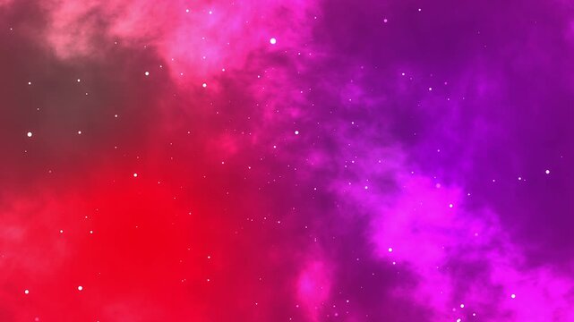 Abstract red purple nebula smoke clouds glowing particles space galaxy background 4k animation video