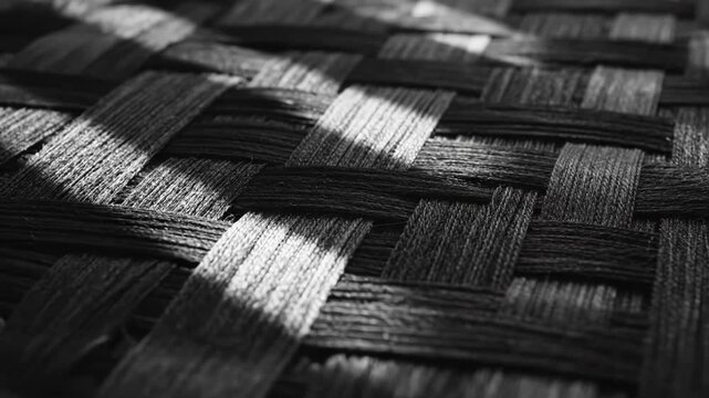 Black woven fabric texture with shiny threads