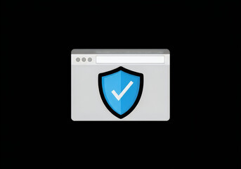Fototapeta premium A security shield icon appears on a computer browser window screen.