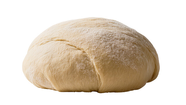 Raw bread dough ball dusted with flour, isolated on transparent background