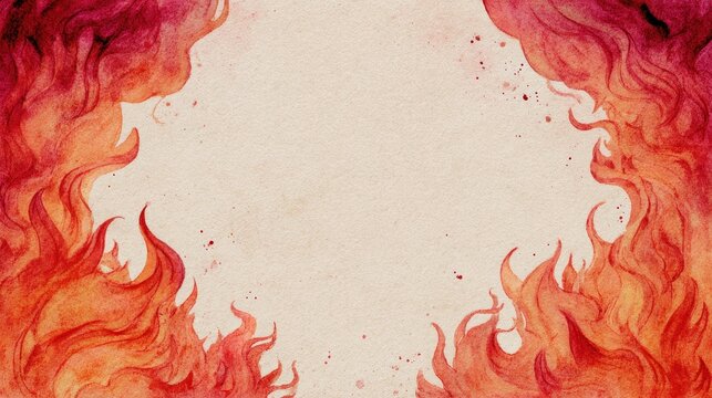 Decorative Fire Frame Clipart in Warm Red Tones for Templates