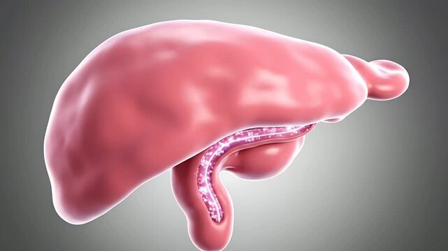 Human liver anatomy medical illustration.