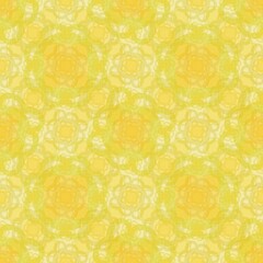Fototapeta premium Retro Floral Seamless Pattern in Warm Yellow and Green with Halftone Texture.