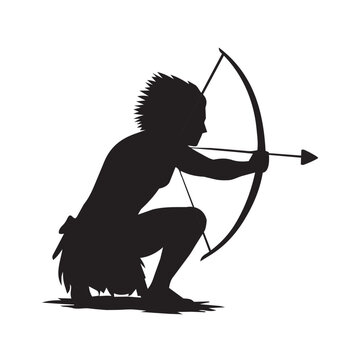 Indio brasileiro silhueta ca&ccedil;ador com flecha