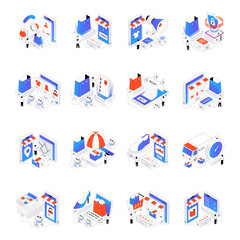 Fototapeta premium Set of Shopping Isometric Illustrations 