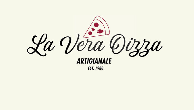 A stylish and elegant pizza logo design featuring vintage Italian typography with a minimalist aesthetic. The logo includes a creative pizza slice icon and classic script font, perfect for pizzerias, 