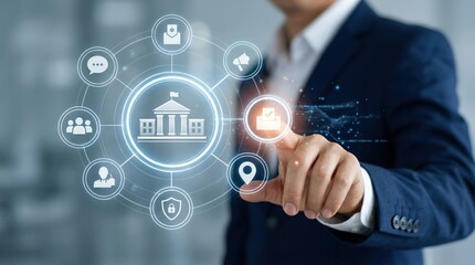 Fototapeta premium Businessman Using Digital E-Government and Online Voting Interface
