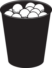 Bucket filled with golf balls silhouette for sports training vector illustration isolated on transparent background black bucket of golf balls for driving range practice session. © dkzone09 
