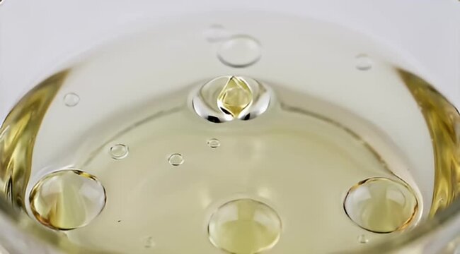 Closeup shot of fizzy drink bubbles in a glass creating abstract patterns