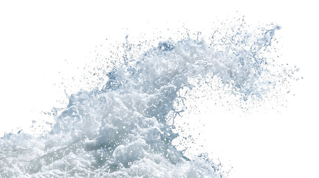 A powerful wave of water splashing against a black background on transparent background PNG