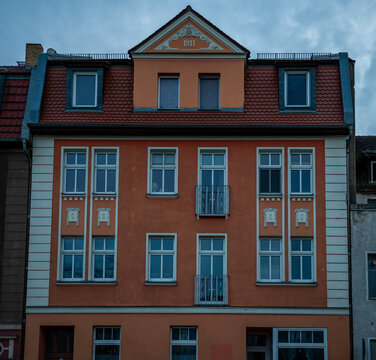 Historic 1911 residential building with Jugendstil elements in Finsterwalde, Brandenburg, Germany