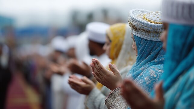 Ceremonial prayer with ornate headwear