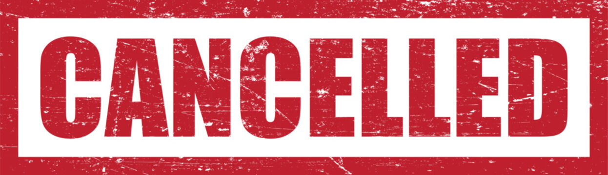 Vector art of red cancelled stamp on with distressed texture