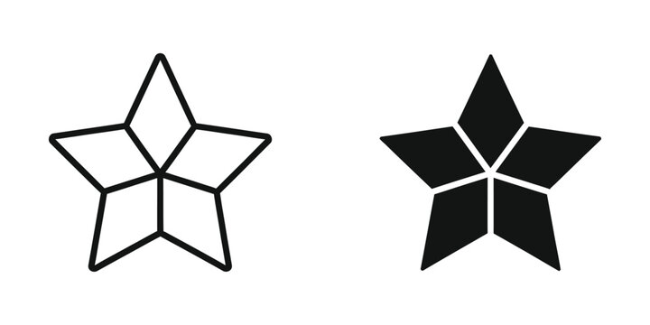 Comparison of a line-drawn star polygon and a filled black star shape with intersecting lines