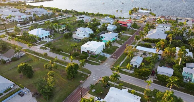 Aerial view of Punta Gorda, Florida. American city southern historical architecture. USA panoramic cityscape.
