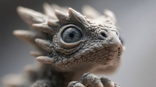polymer clay art, close-up of a fantastical polymer clay creature with detailed scales