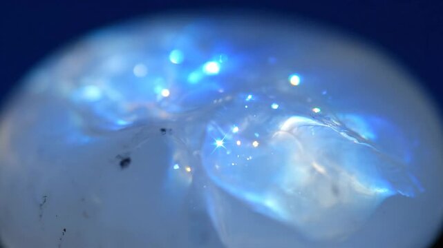 Moonstone Gemstone Close Up with Sparkling Blue Highlights