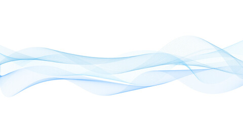 Abstract blue wave background, flowing light blue smoke lines on white, elegant curved motion vector for corporate presentation and web design © Fou'adi