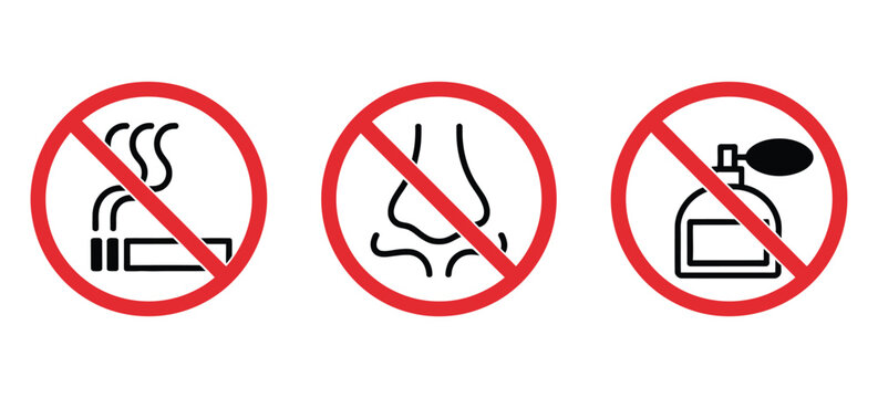 Anti bad smell, odor control, fragrance free editable stroke outline icons set, hand drawn vector sketches