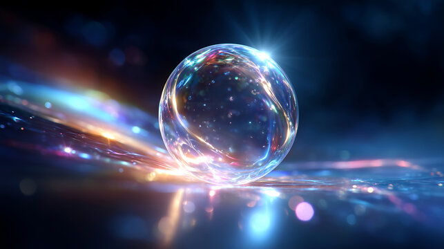 Discover a stunning crystal ball, an orb of vibrant light and color, perfect for conveying innovation, energy, and cutting-edge technology concepts today