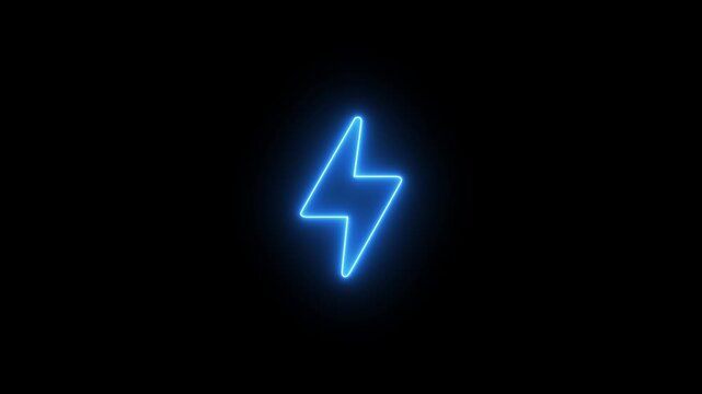 Energy neon electricity lighting bolt sign icon. neon battery charging icon animation. neon bolt icon. motion graphic of neon energy bolt concept. 4k motion video