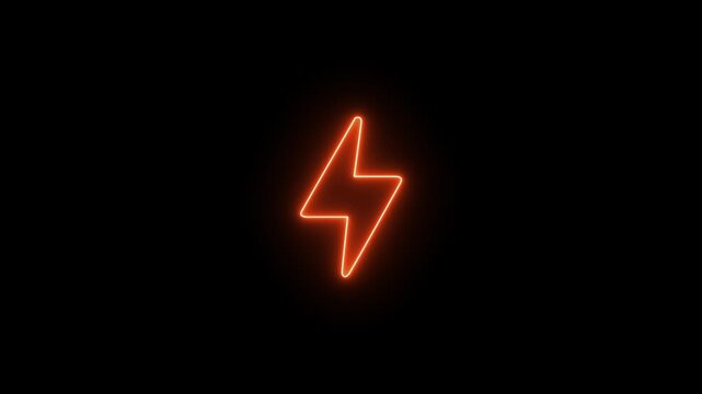 Energy neon electricity lighting bolt sign icon. neon battery charging icon animation. neon bolt icon. motion graphic of neon energy bolt concept. 4k motion video