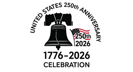 United states 250th anniversary logo featuring liberty bell and american flag imagery © Ziaul_Studio