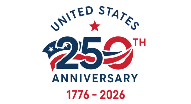 United states 250th anniversary logo patriotic design with stars and stripes