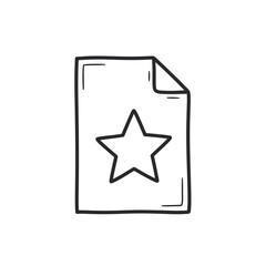 Obraz premium A simple line drawing of a document with a star.