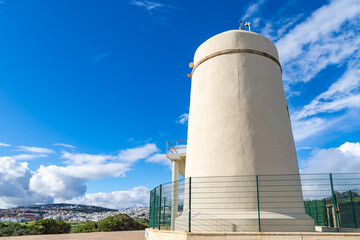 Fototapeta premium Carbonera lighthouse located on Punta Mala, La Alcaidesa, Spain. Lantern overlooks the Strait of Gibraltar.