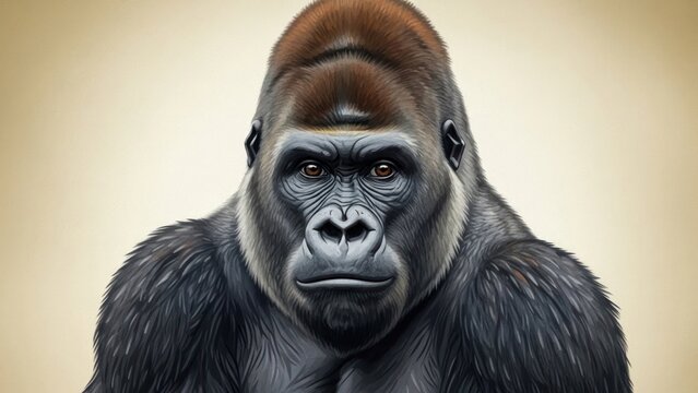 Majestic gorilla portrait a close up view of a dominant primate
