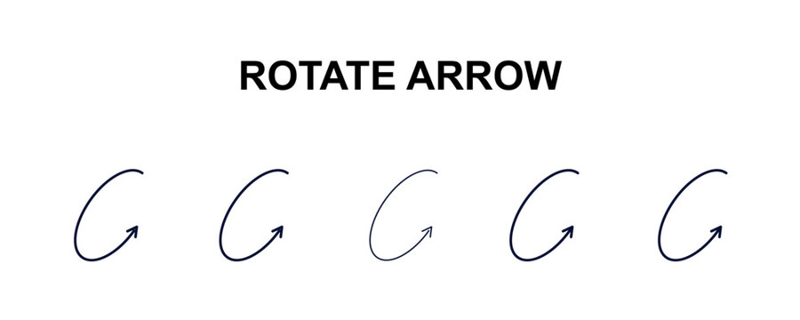 rotate arrow multi-style outline icon set - user interface concept. Thin line, regular, filled, colored rotate arrow icon