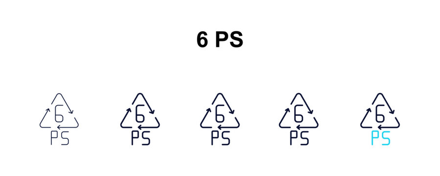 6 ps multi-style outline icon set - user interface concept. Thin line, regular, filled, colored 6 ps icon
