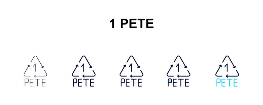 1 pete multi-style outline icon set - user interface concept. Thin line, regular, filled, colored 1 pete icon
