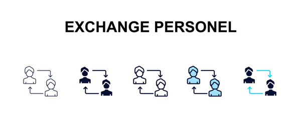 Fototapeta premium exchange personel multi-style outline icon set - user interface concept. Thin line, regular, filled, colored exchange personel icon