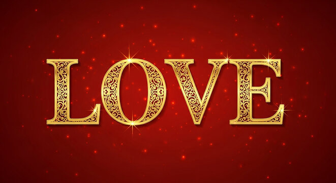 Love text red backround 