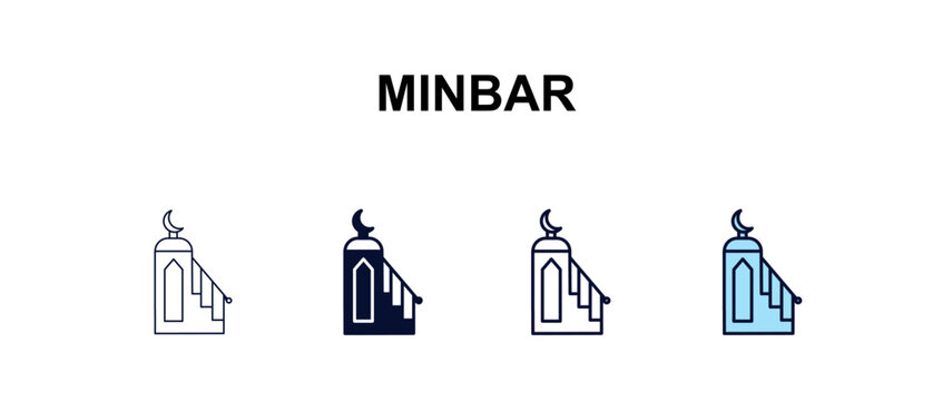 minbar multi-style outline icon set - religion concept. Thin line, regular, filled, colored minbar icon