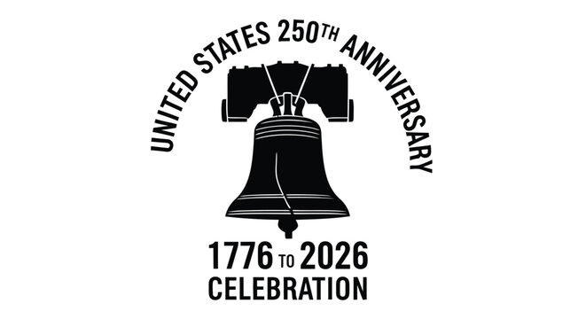 United states 250th anniversary emblem featuring liberty bell and dates