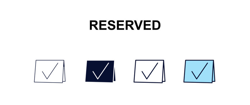 reserved multi-style outline icon set - hotel concept. Thin line, regular, filled, colored reserved icon