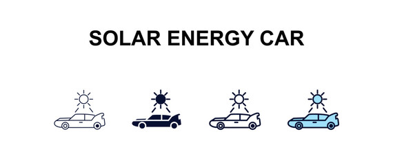 Obraz premium solar energy car multi-style outline icon set - ai and tech concept. Thin line, regular, filled, colored solar energy car icon