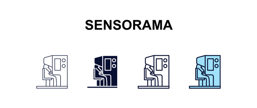 sensorama multi-style outline icon set - ai and tech concept. Thin line, regular, filled, colored sensorama icon