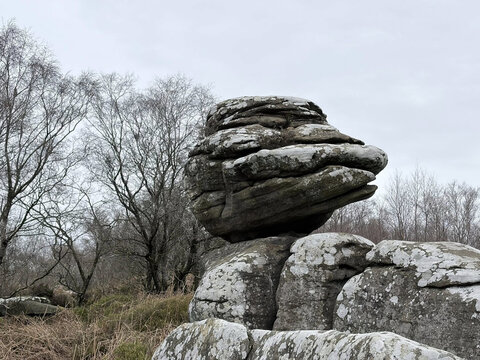 Beautiful Natural Rock Formations and Moorland Scenery at Brimham Rocks, Yorkshire
